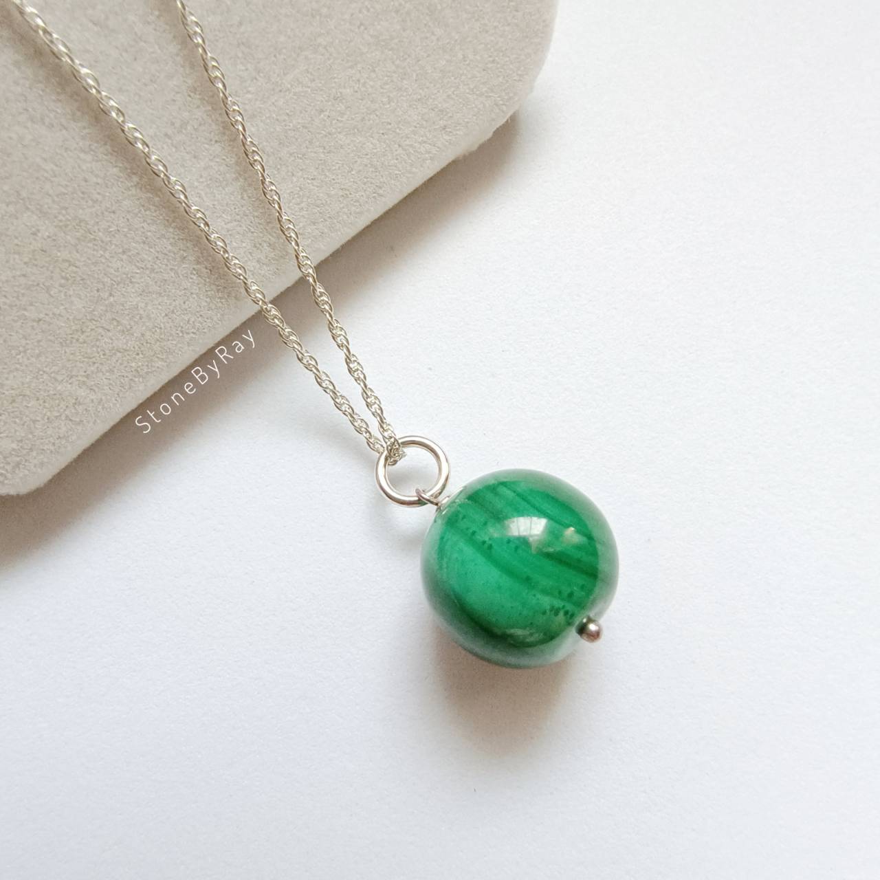 สร้อยคอเงินจี้หินมาลาไคต์ Malachite