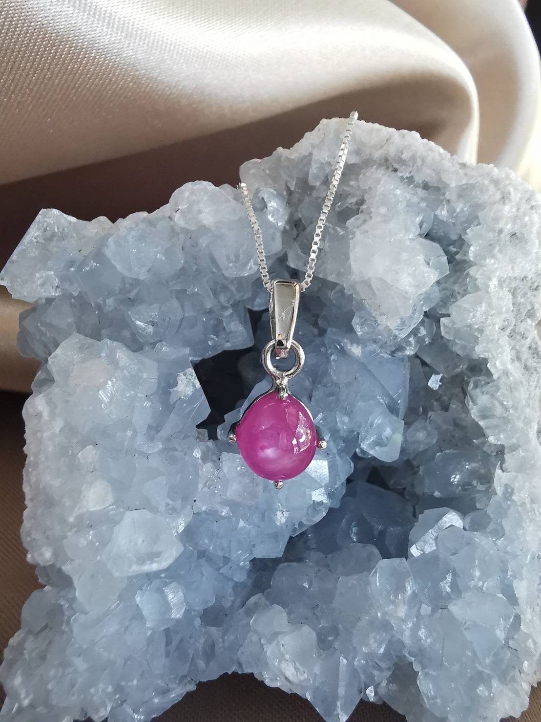 สร้อยคอเงินจี้พลอยทับทิม Ruby