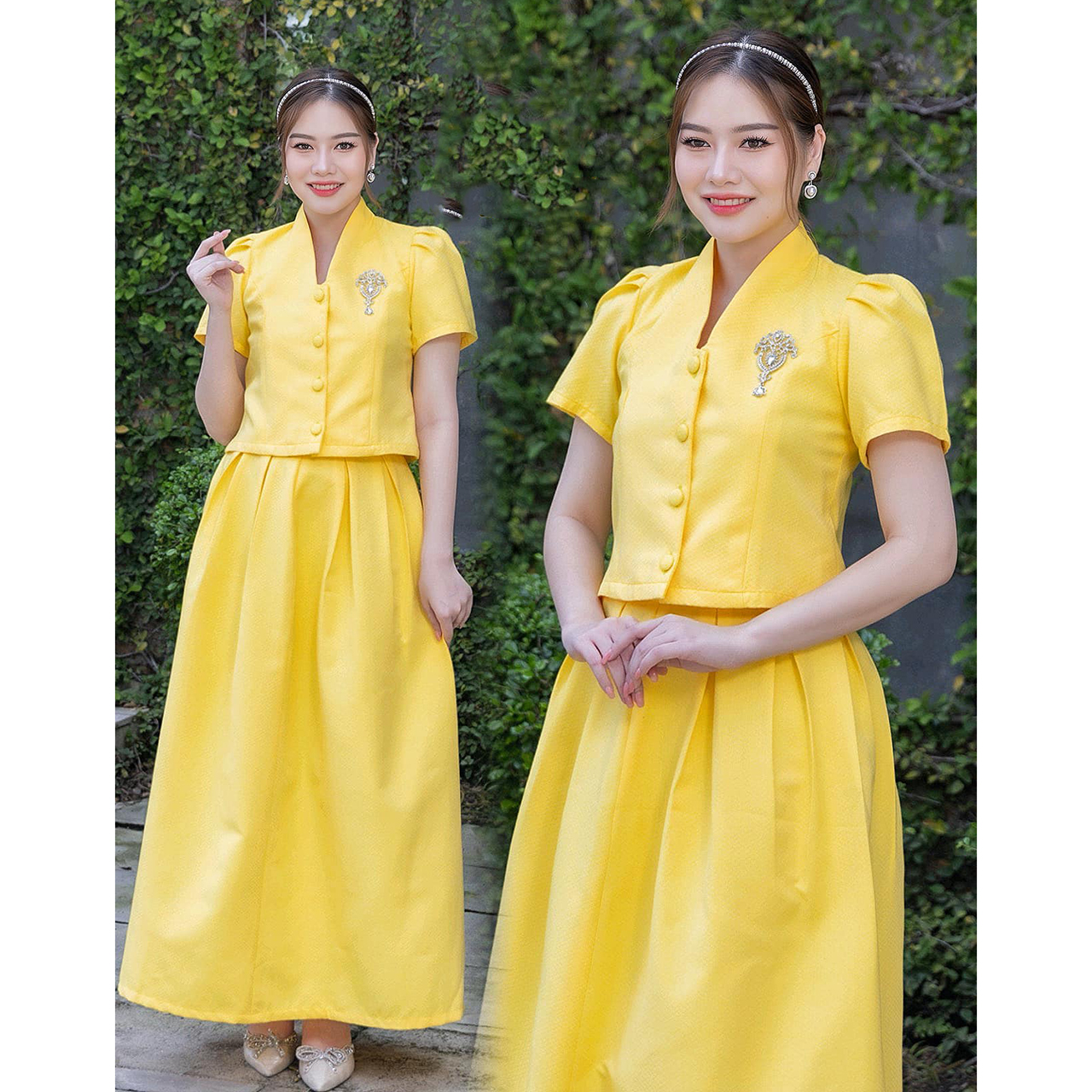 kudapy เซ็ทผ้าฝ้ายยกดอกลูกแก้ว งดงามอย่างไทยเป็นงานผ้าทอละเอียดสวยคมชัด อัดกาว