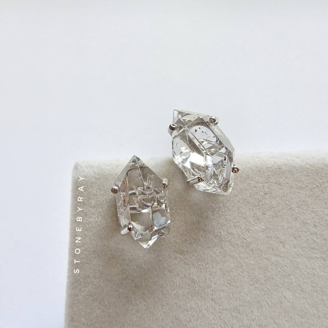 ต่างหูเงินหินเฮอร์คิเมอร์ไดม่อน Herkimer Diamond
