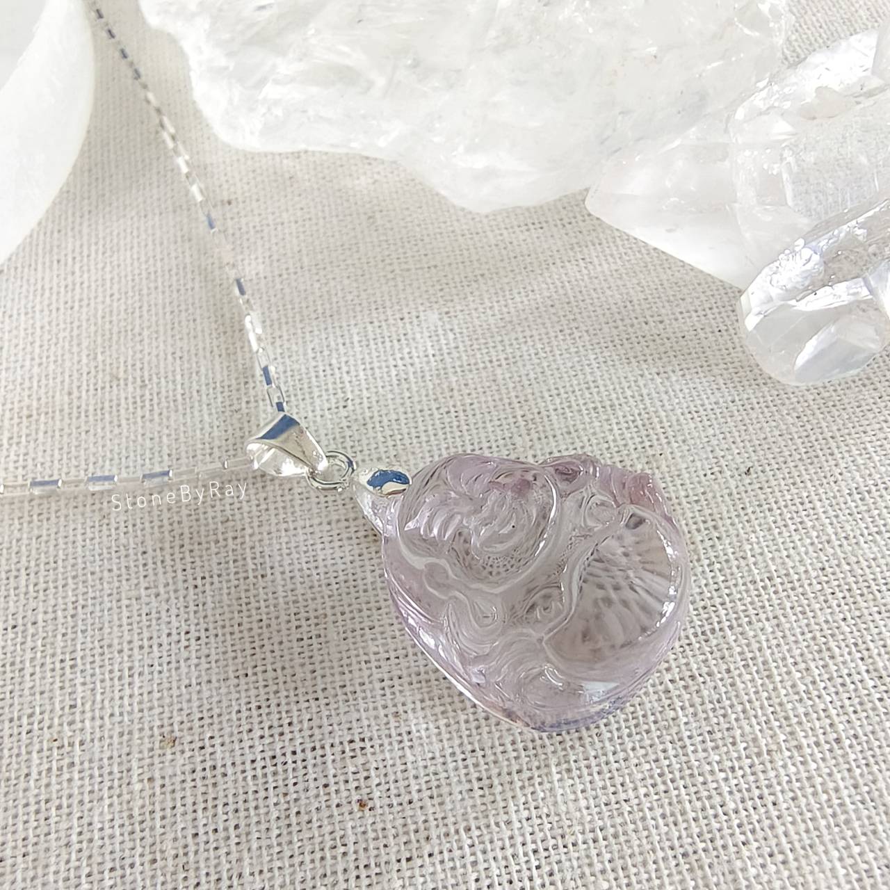 สร้อยคอเงินจี้พระสังกัจจายน์หินอเมทิสต์ Amethyst