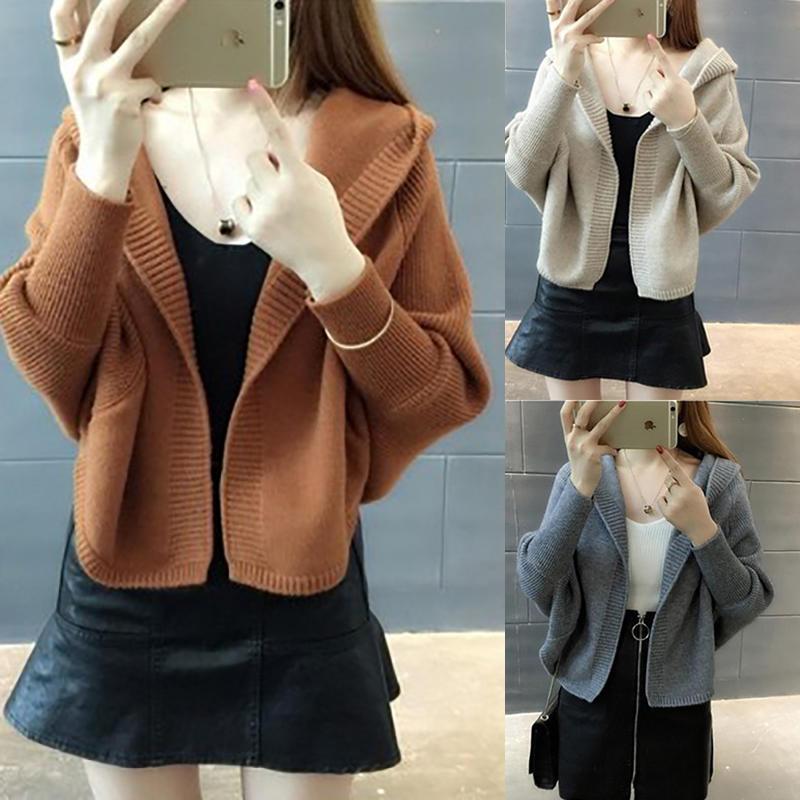 kudapy เสื้อคลุมกันหนาวสีเบจ,เทา,น้ำตาล ไหมพรมถัก ตัวสั้นมีฮู้ด มีให้เลือกหลายสี