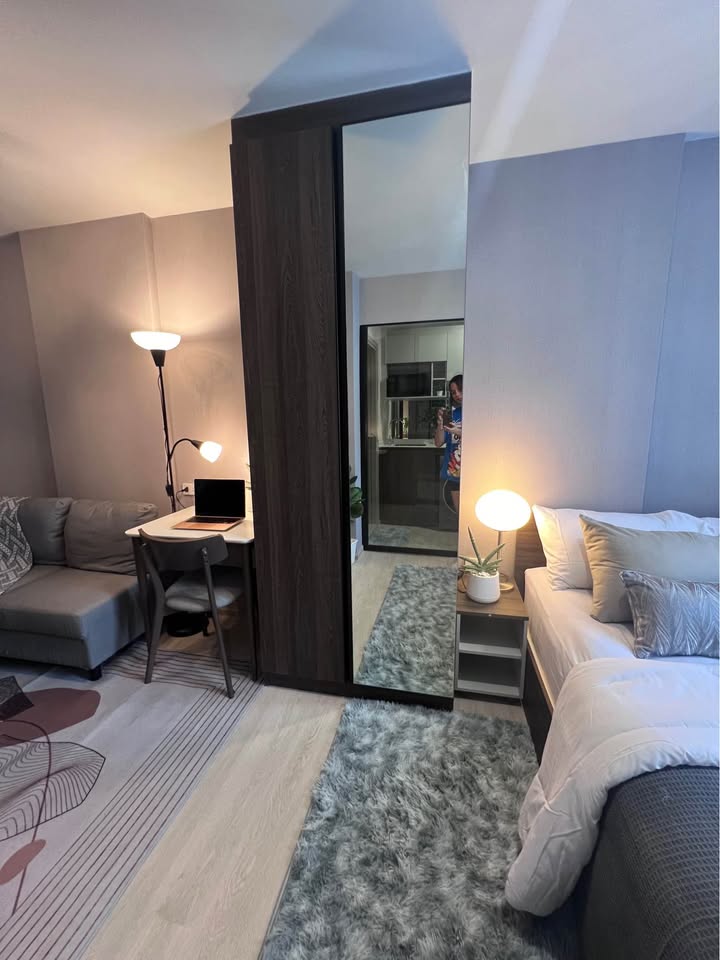 ให้เช่าห้องแบบ 1ห้องนอน 1ห้องน้ำ โซนพื้นที่ BTS คูคต คอนโด Nue Cross Khu Khot Station (นิว ครอส คูคต สเตชัน) ขนาดห้อง 23 ตรม. ชั้น 6 ตึก A