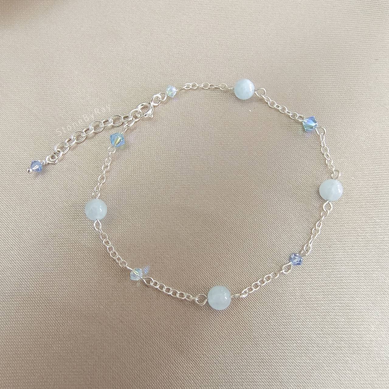 Setสร้อยคอเงินหินอความารีน Aquamarine