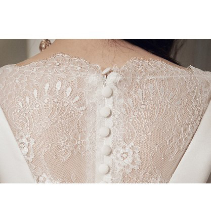 kudapy เดรสสั้นสีขาว ชุดเจ้าสาวสั้น สไตร์มินิมอล โบว์ด้านหลังถอดได้