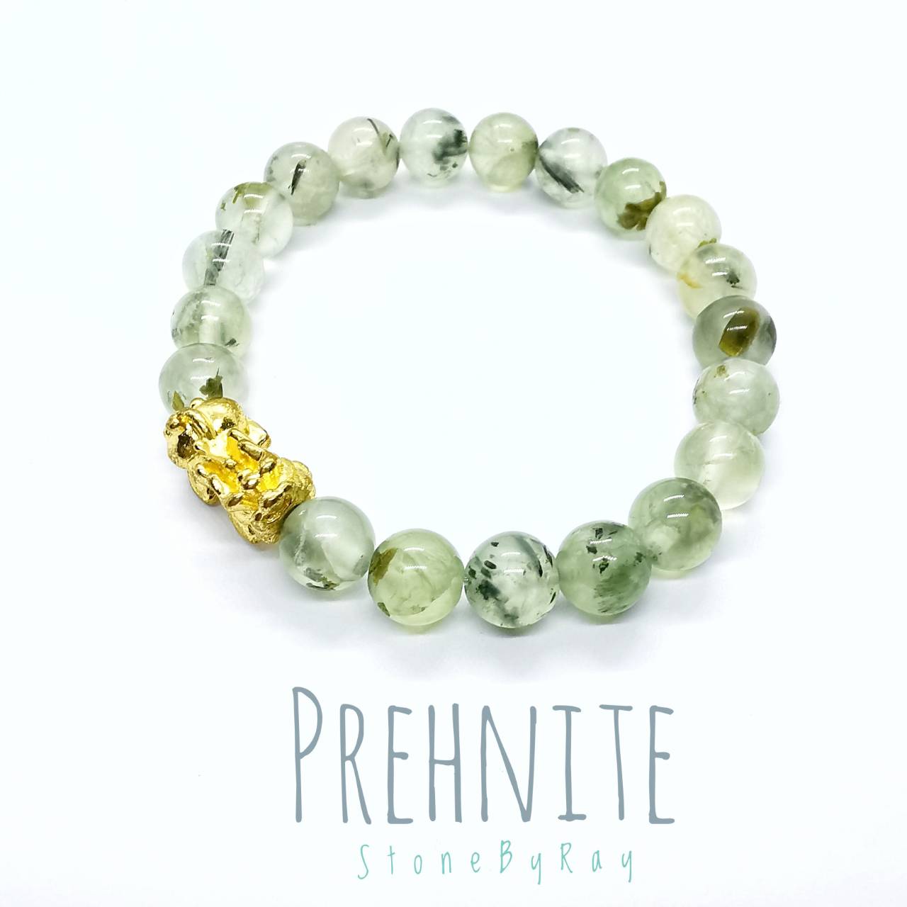 สร้อยข้อมือหินพรีไนท์ร้อยกับปี่เซี่ยะนำโชค
