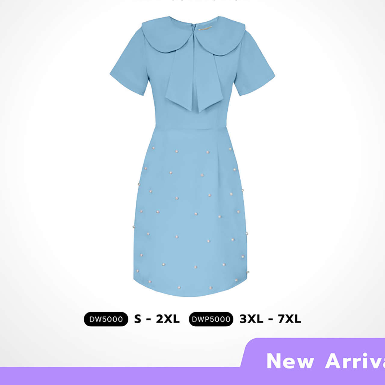 kudapy เดรสสั้น คอกลมกระโปรงแต่งมุก