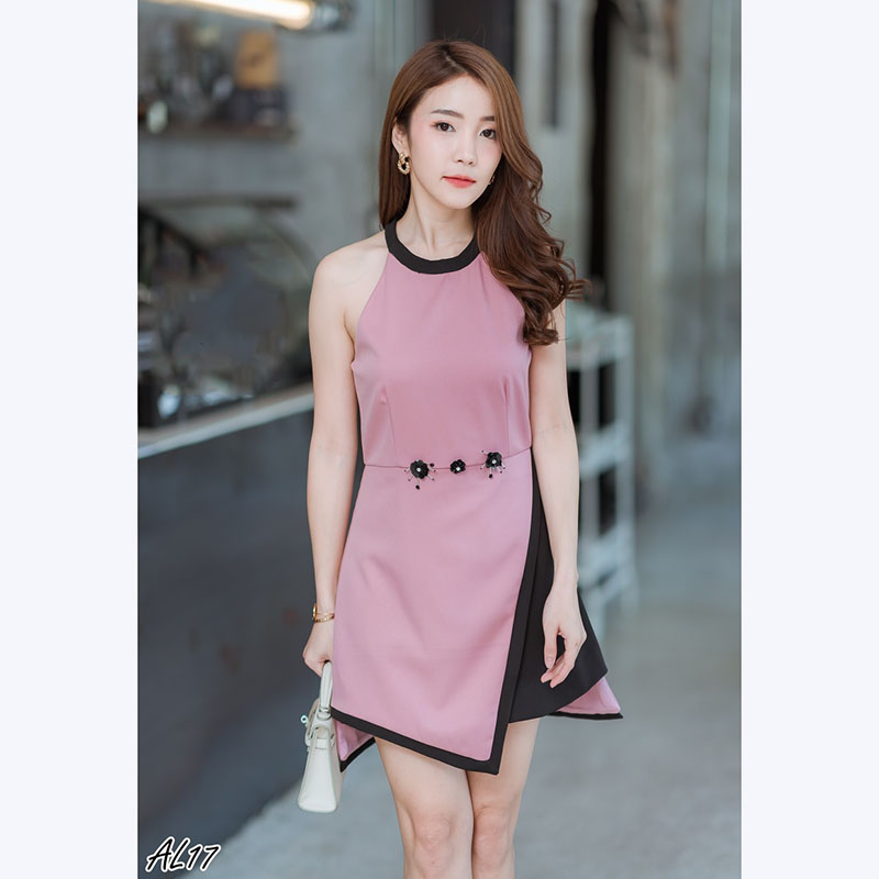 kudapy เดรสสั้นสีชมพู,สีขาว เว้าไหล่กระโปรงเฉียงใส่แล่วสวยดูดีมากๆ