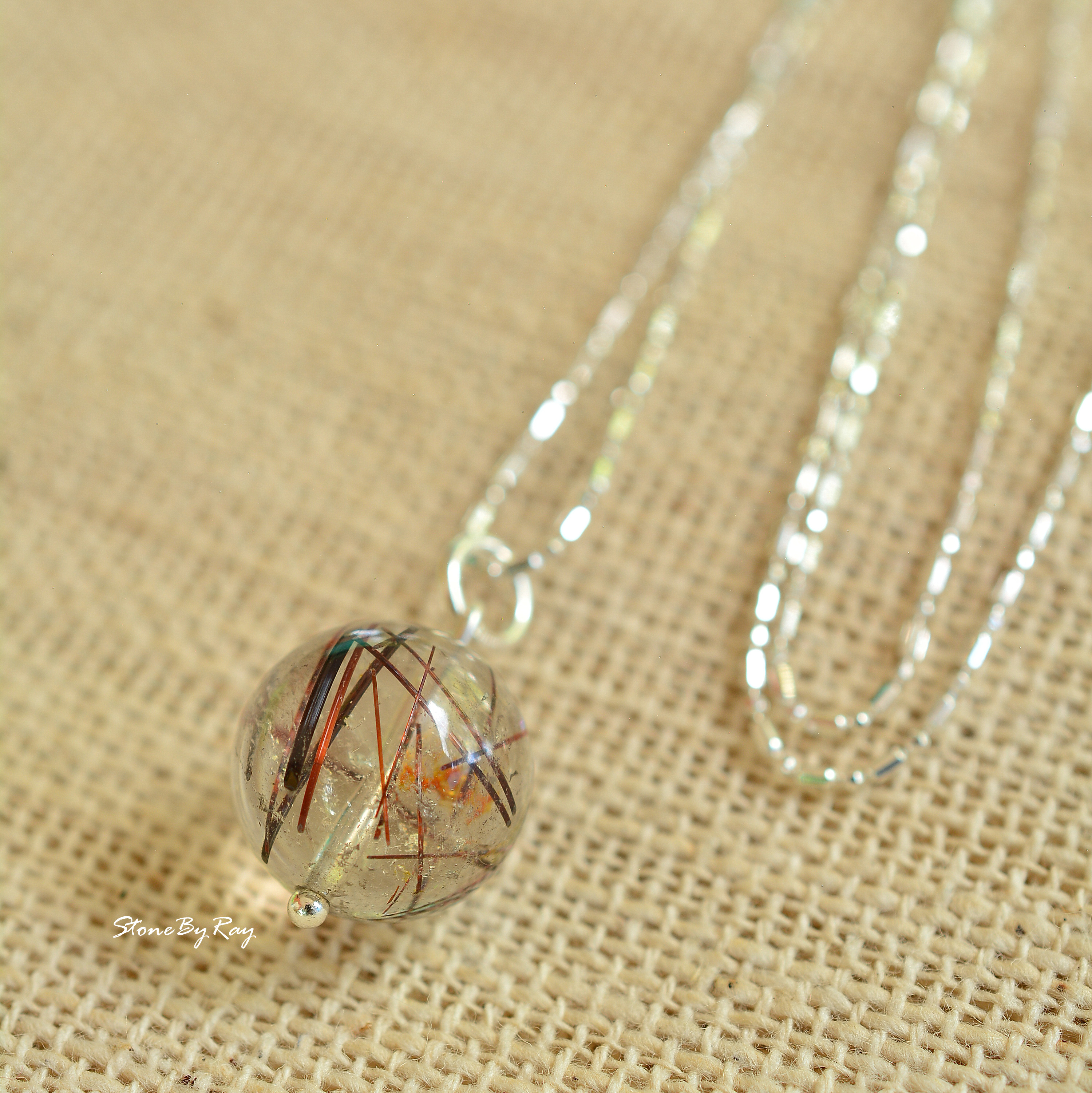 สร้อยคอเงินจี้หินไหมเศรษฐี