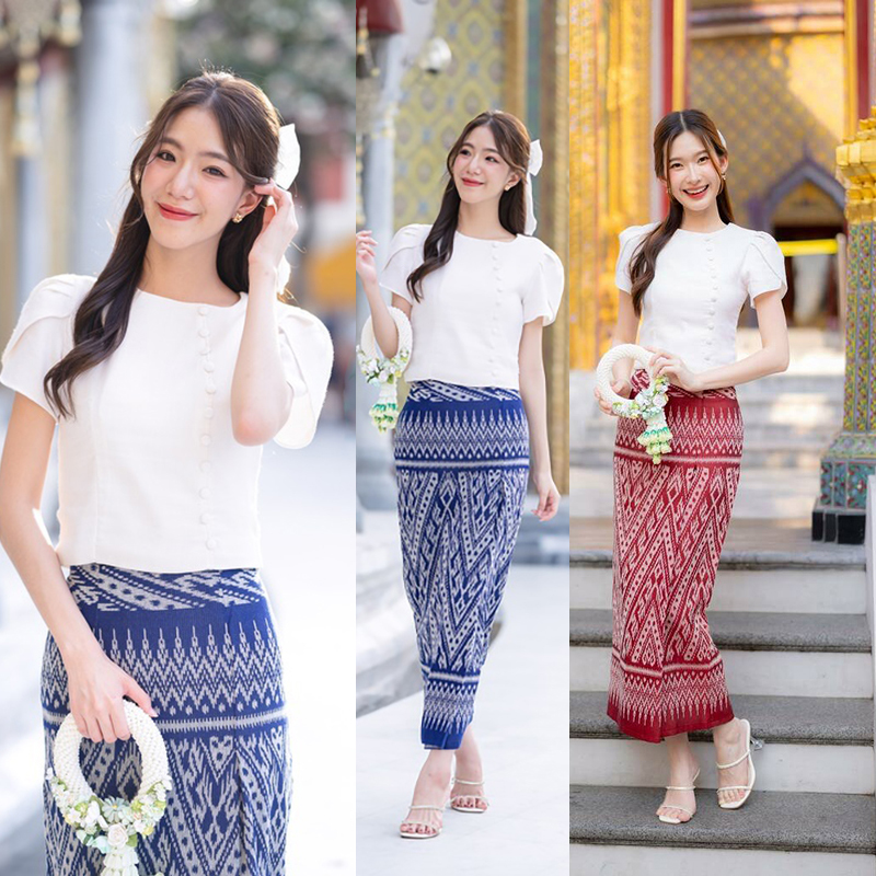 kudapy ชุดเซ็ทเสื้อ+กระโปรงลายไทยลิซ่า ใส่สบายสวยดูดี