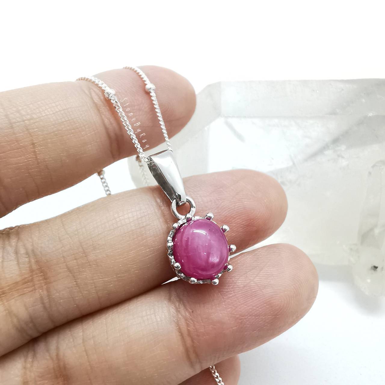 สร้อยคอเงินจี้พลอยทับทิม Ruby