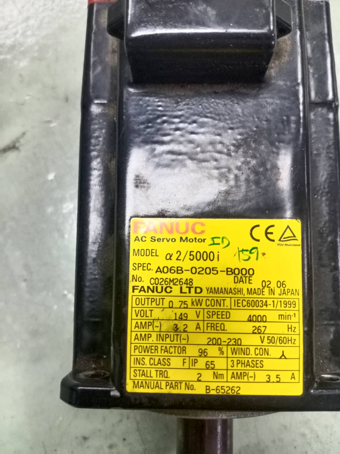 FANUC A06B-0205-B000 ALPHA2/5000I SERVO MOTOR