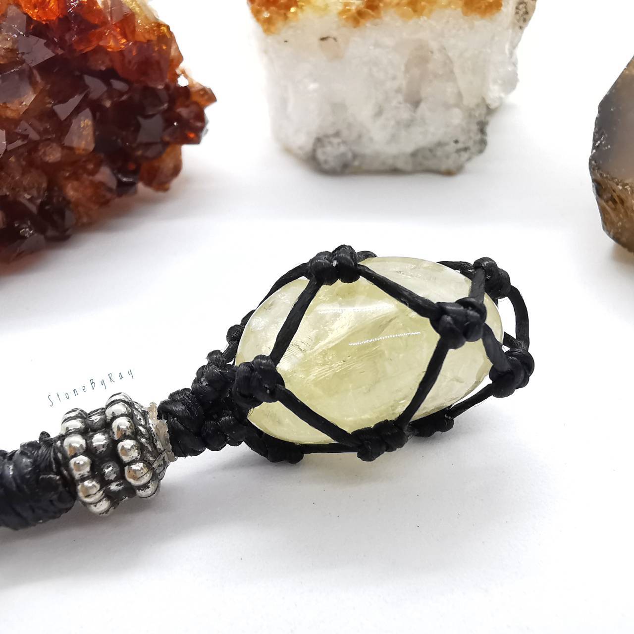 พวงกุญแจเชือกถักหินซิทริน Citrine