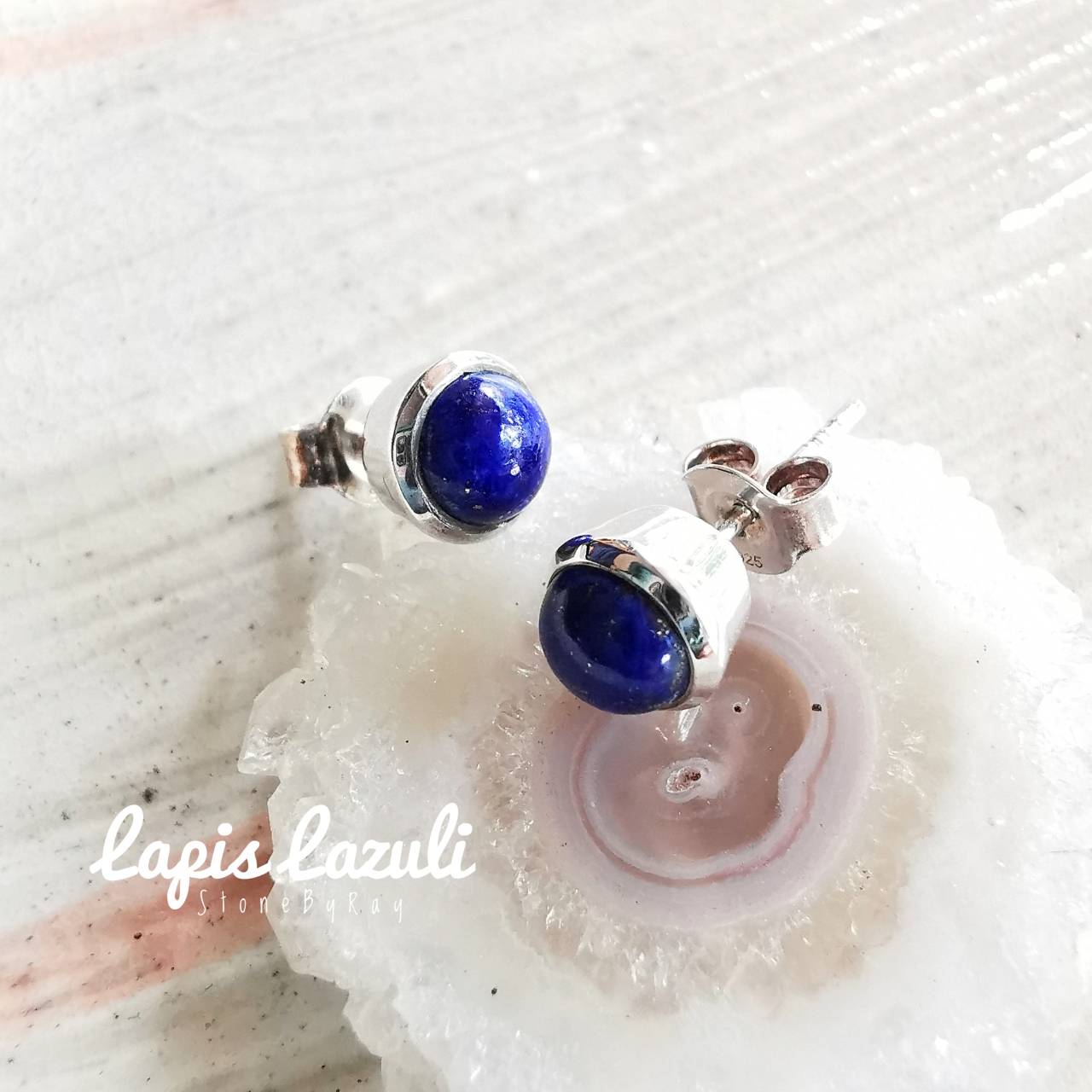 ต่างหูเงินหินลาพิสลาซูลี Lapis Lazuli