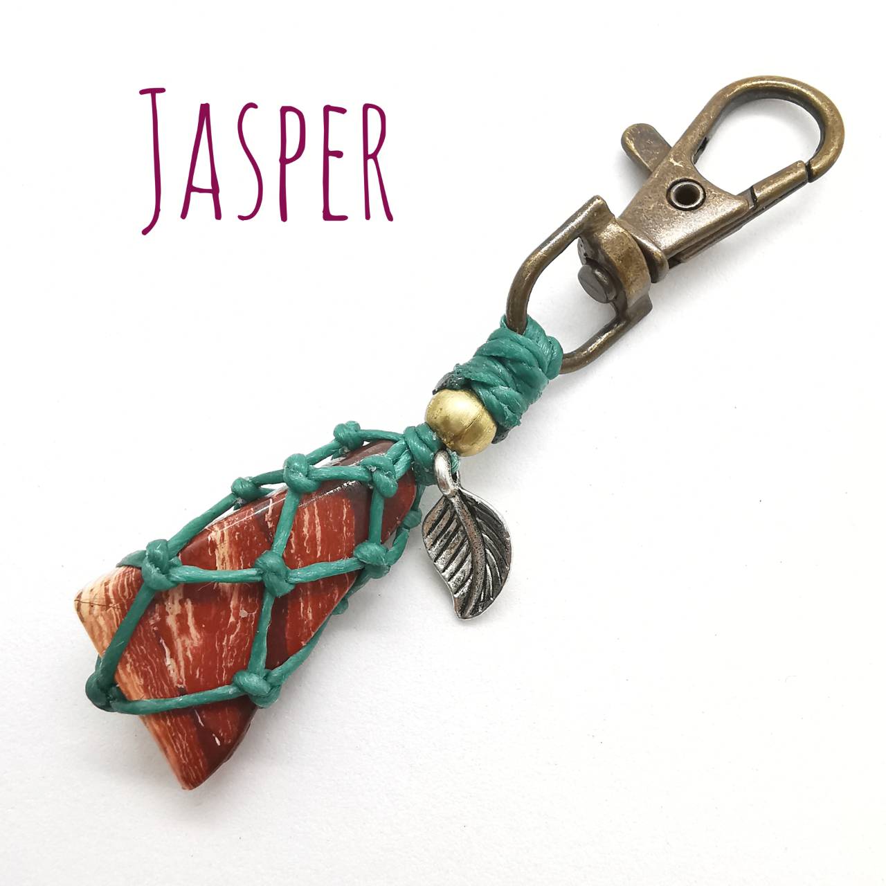 พวงกุญแจเชือกถักหินแจสเปอร์ Jasper