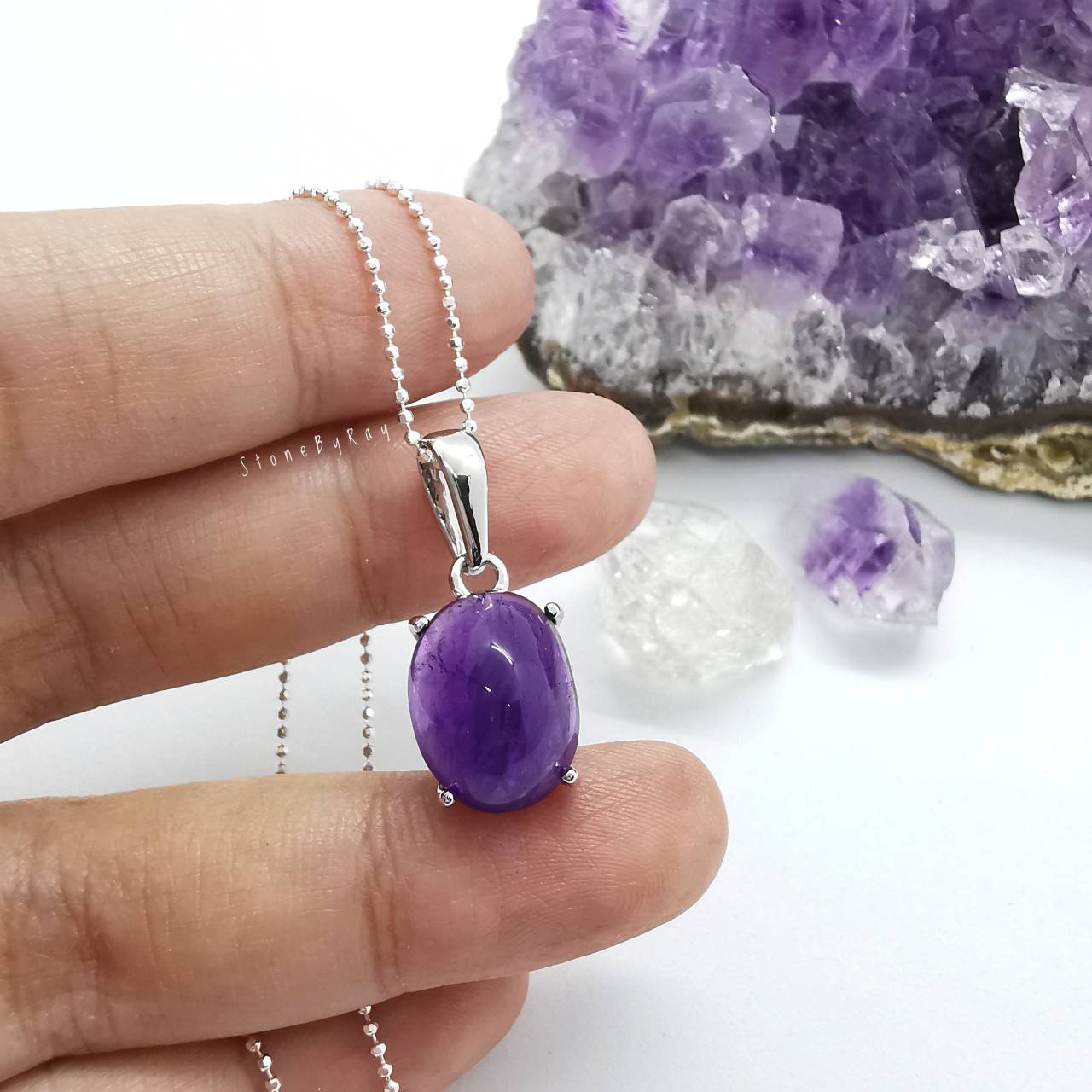 สร้อยคอเงินจี้หินอเมทิสต์ Amethyst