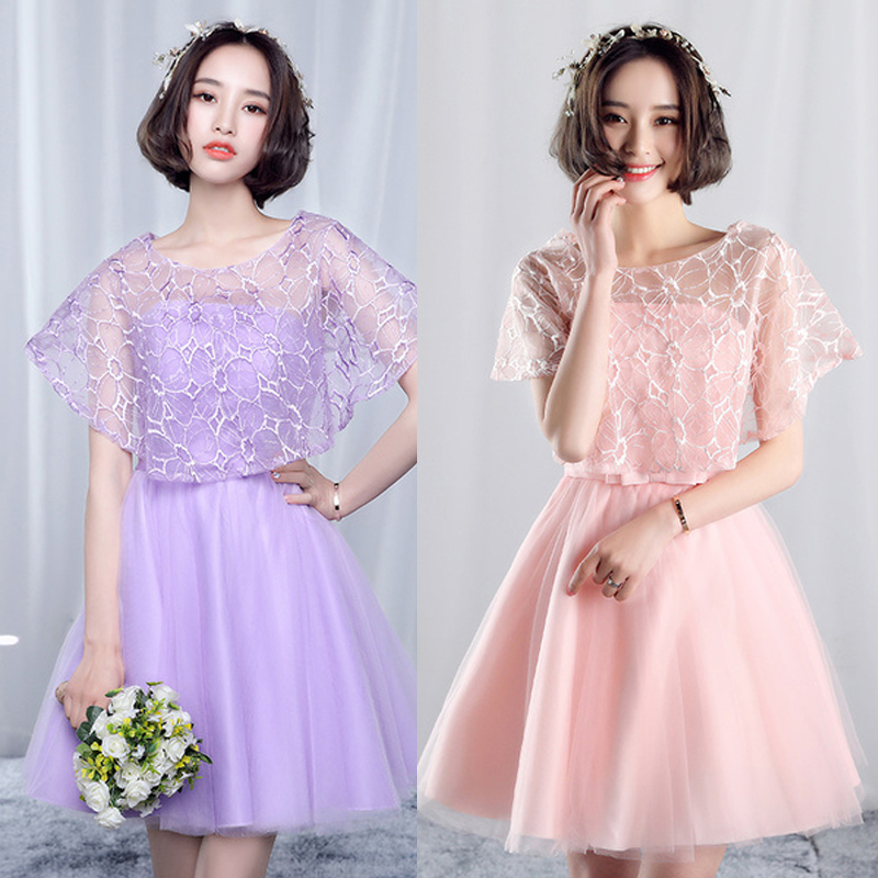 kudapy ชุดราตรีสั้นผ้าซาตินสีชมพูโอรส/สีม่วง/สีครีม ชุดเดรสเกาะอก+ผ้าคลุมลายดอก ทรงสวยมากๆ