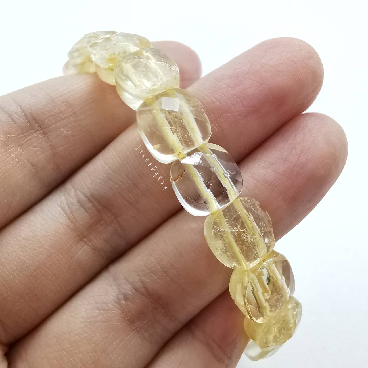 สร้อยข้อมือหินซิทรินเจียรเหลี่ยม Citrine