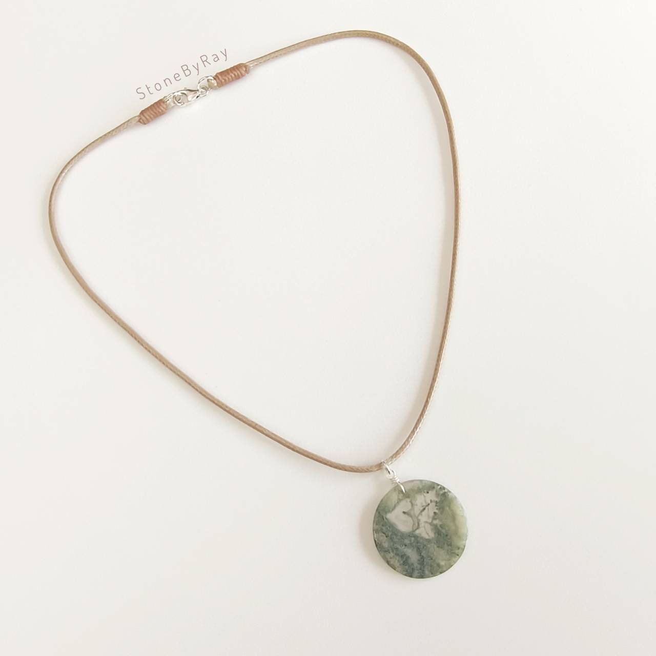 สร้อยคอเชือกจี้หินมอสอาเกต Moss Agate