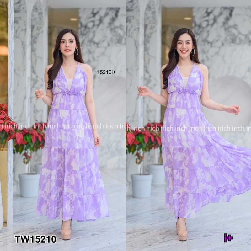 kudapy แม็กซี่เดรสชี่ฟองสายเดี่ยวสีม่วง สีชมพู ไขว้กากบาทหลัง มีซับใน ใส่เที่ยวทะเล