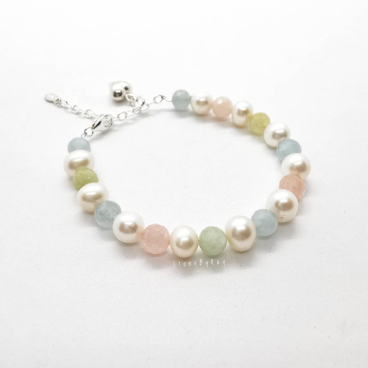 สร้อยข้อมือหินเบริล+ไข่มุกแท้ Beryl&Pearl