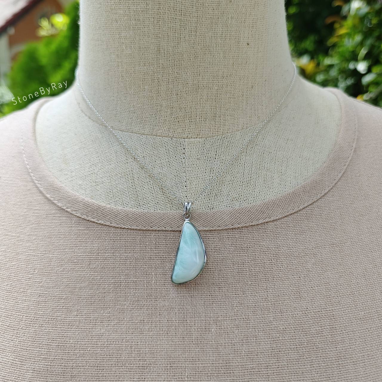 สร้อยคอเงินจี้หินลาริมาร์ Larimar
