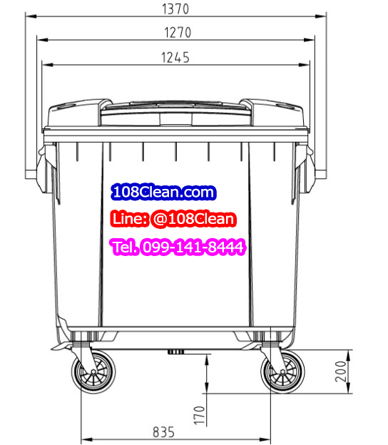 ถังขยะเทศบาล ขนาด 1100 ลิตร ฝาเรียบ(สีเขียว)