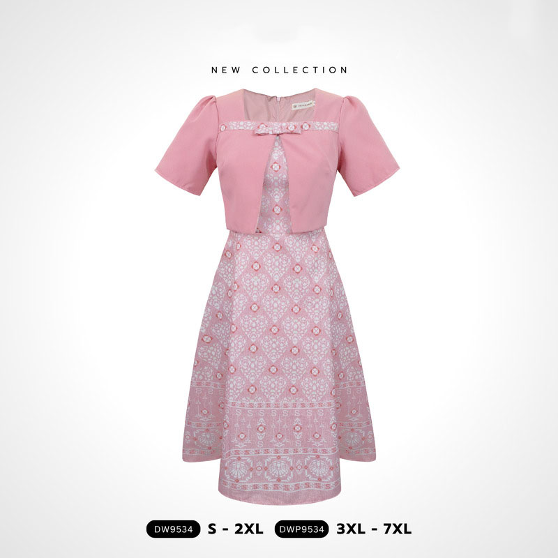 kudapy เดรสคอกลมแต่งโบว์เอวลายผ้าไทย