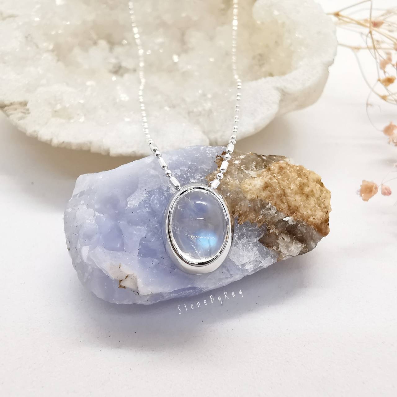 สร้อยคอเงินจี้หินมูนสโตน Moonstone