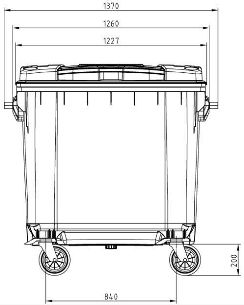ถังขยะเทศบาล พร้อมล้อเข็น 770 ลิตรฝาเรียบ (มีหูยก)