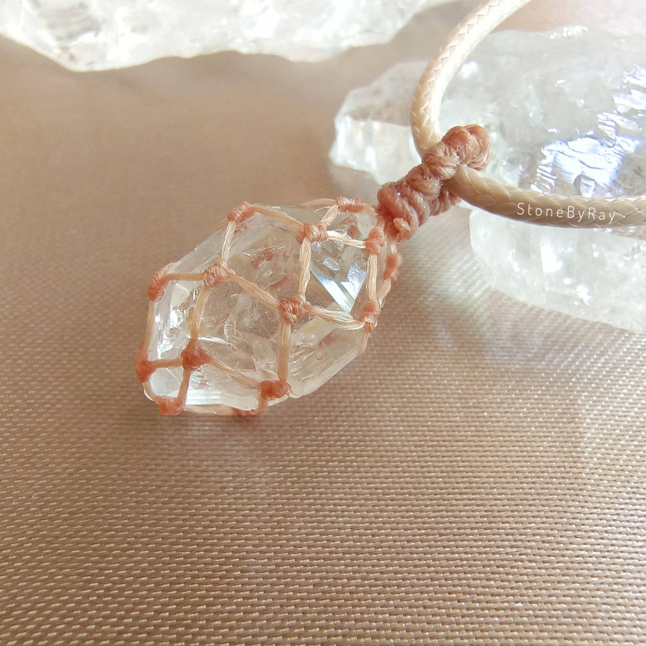 สร้อยคอเชือกจี้หินเฮอร์คิเมอร์ไดม่อน Herkimer Diamond