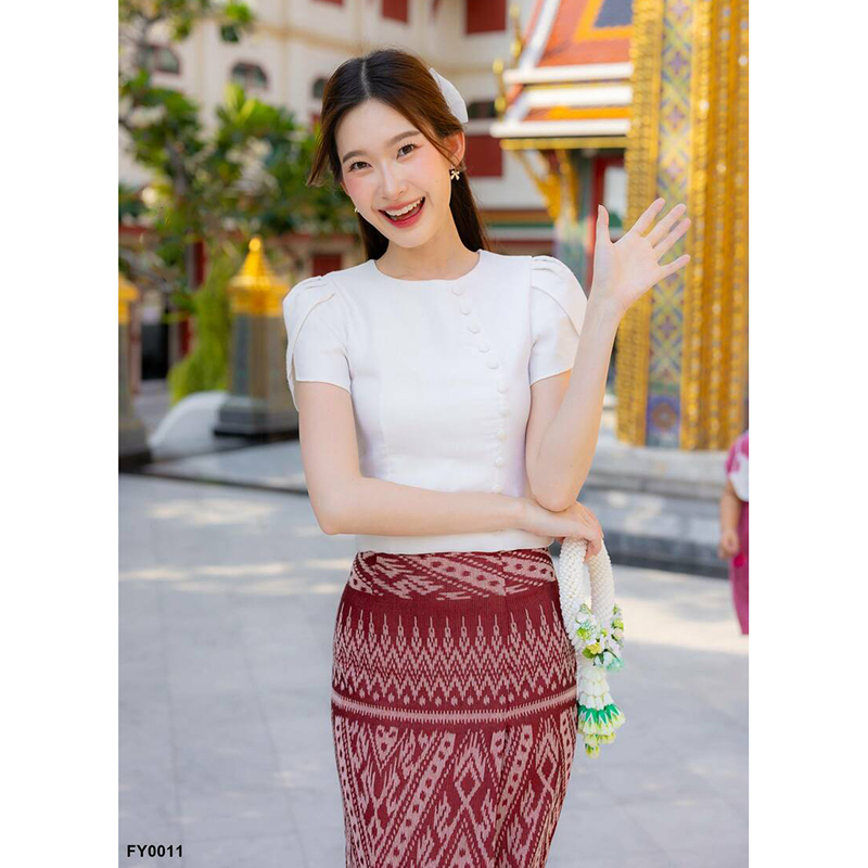 kudapy ชุดเซ็ทเสื้อ+กระโปรงลายไทยลิซ่า ใส่สบายสวยดูดี