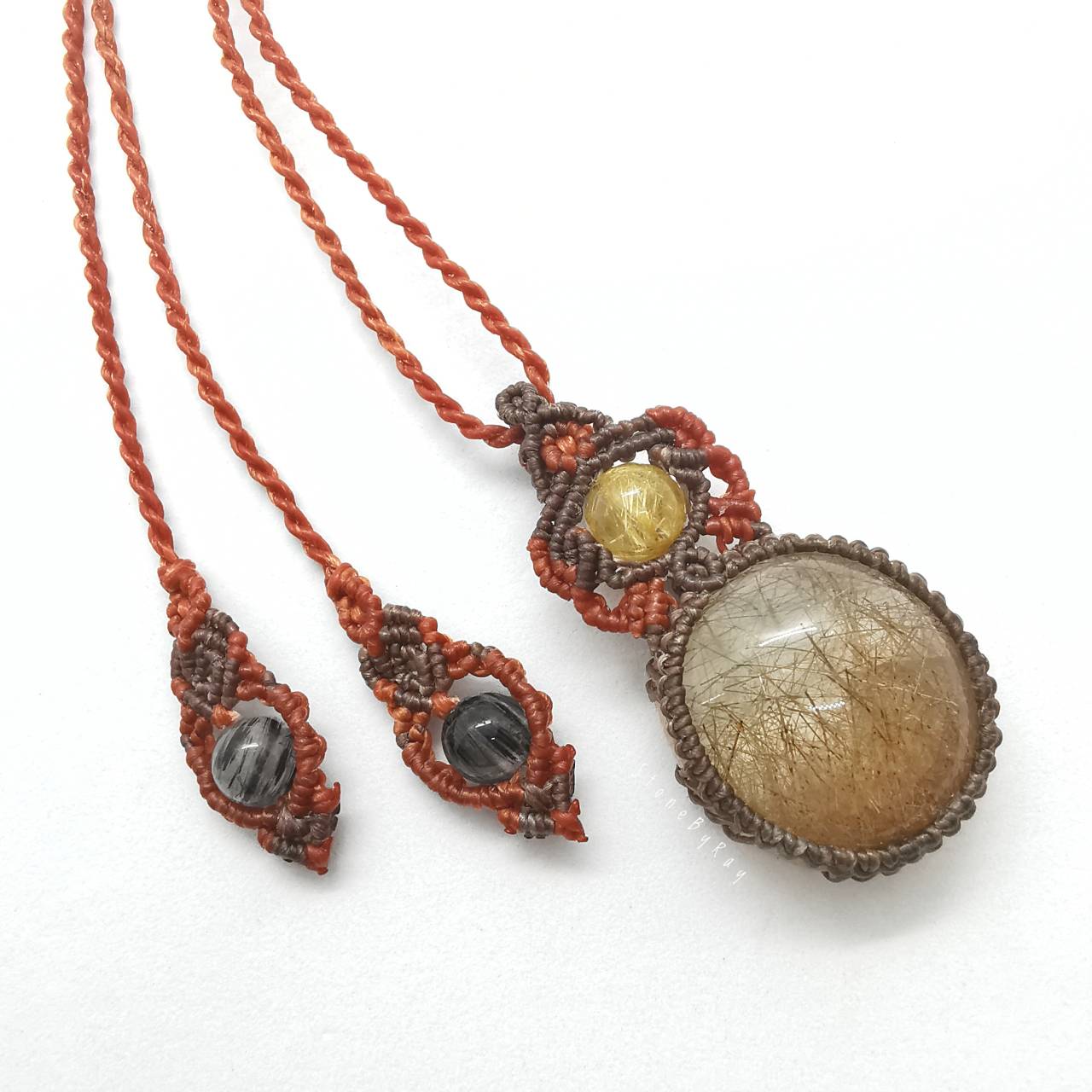 สร้อยคอเชือกถักจี้หินไหมนาค Red Rutilated Quartz