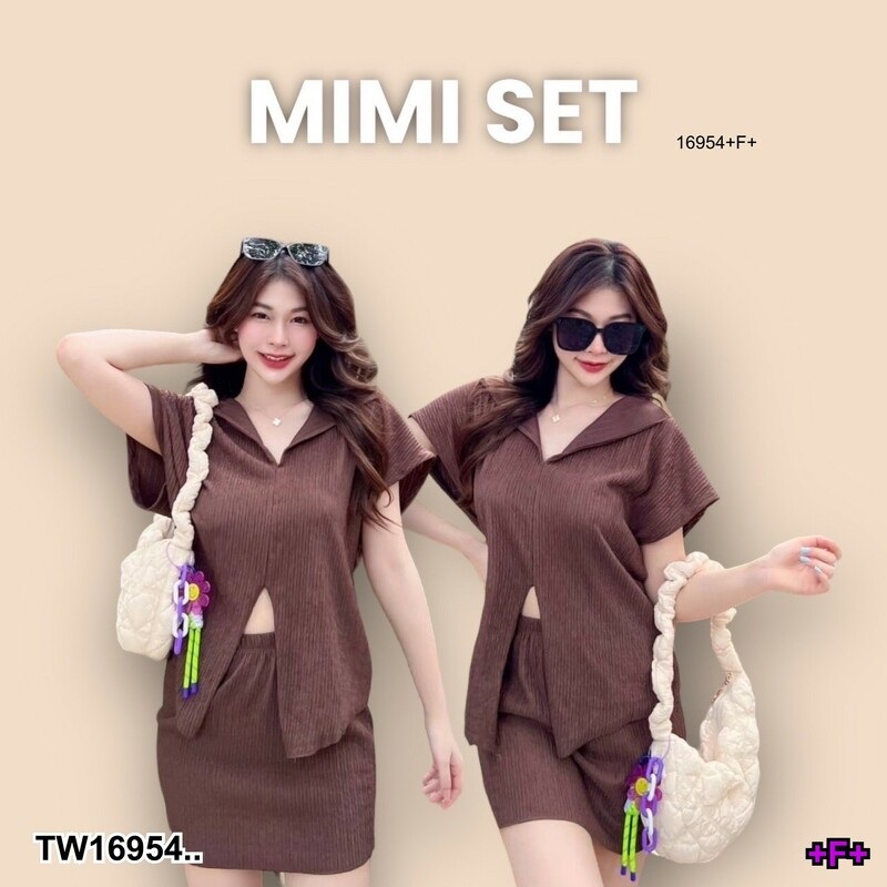 kudapy เซ็ท 2 ชิ้น เสื้อเชิ้ตคอวีแขนสั้น + กระโปรงสั้น ใส่เที่ยวทะเล ผ้าใส่สบาย