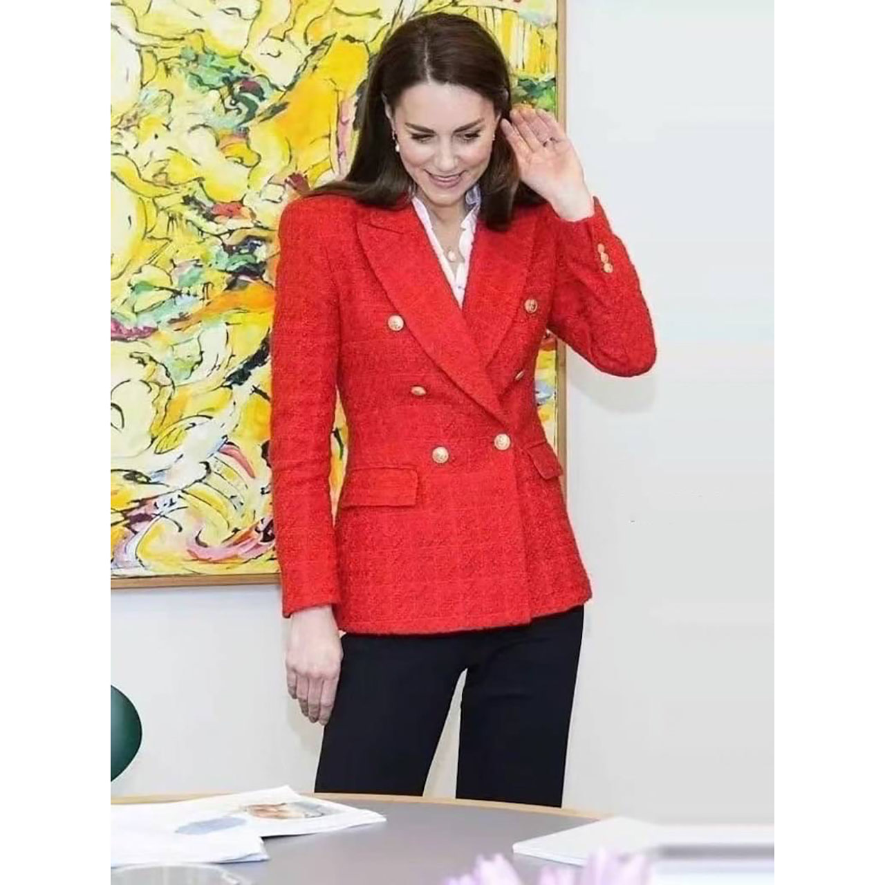 kudapy เสื้อสูทสีแดง เป็นทรง over size ซับในทั้งตัว กระเป๋าจริง ใส่ได้ทุกโอกาส