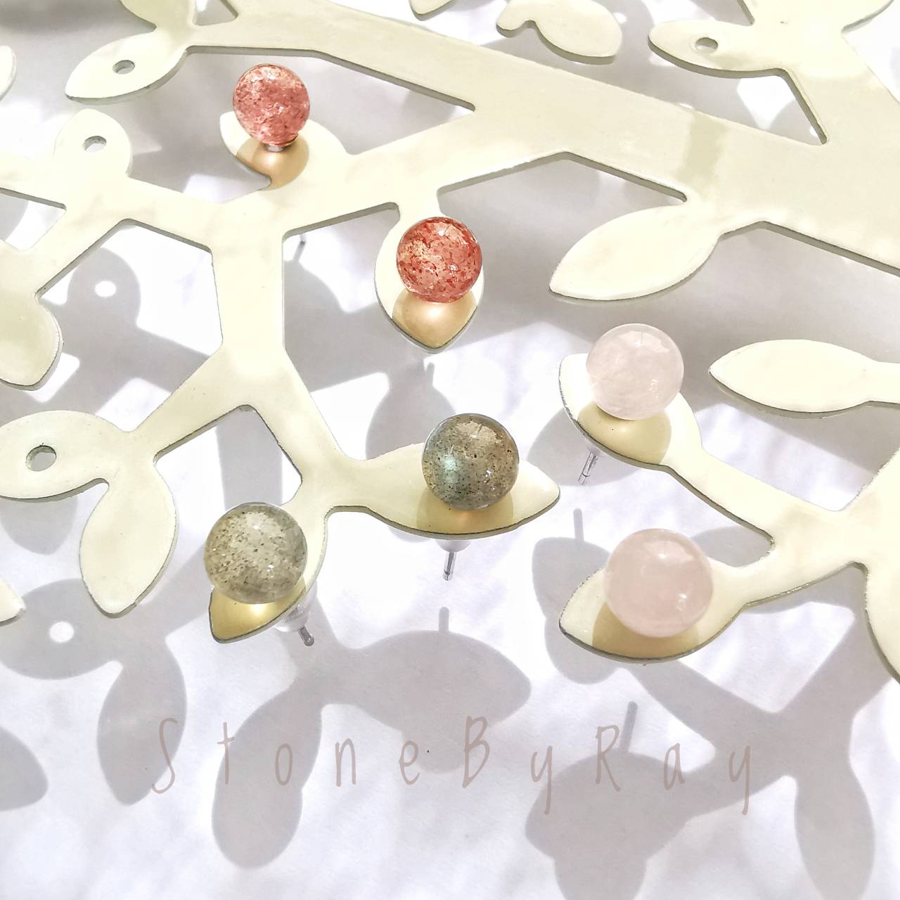 ต่างหูเงินหินลาบราโดไลท์ Labradorite