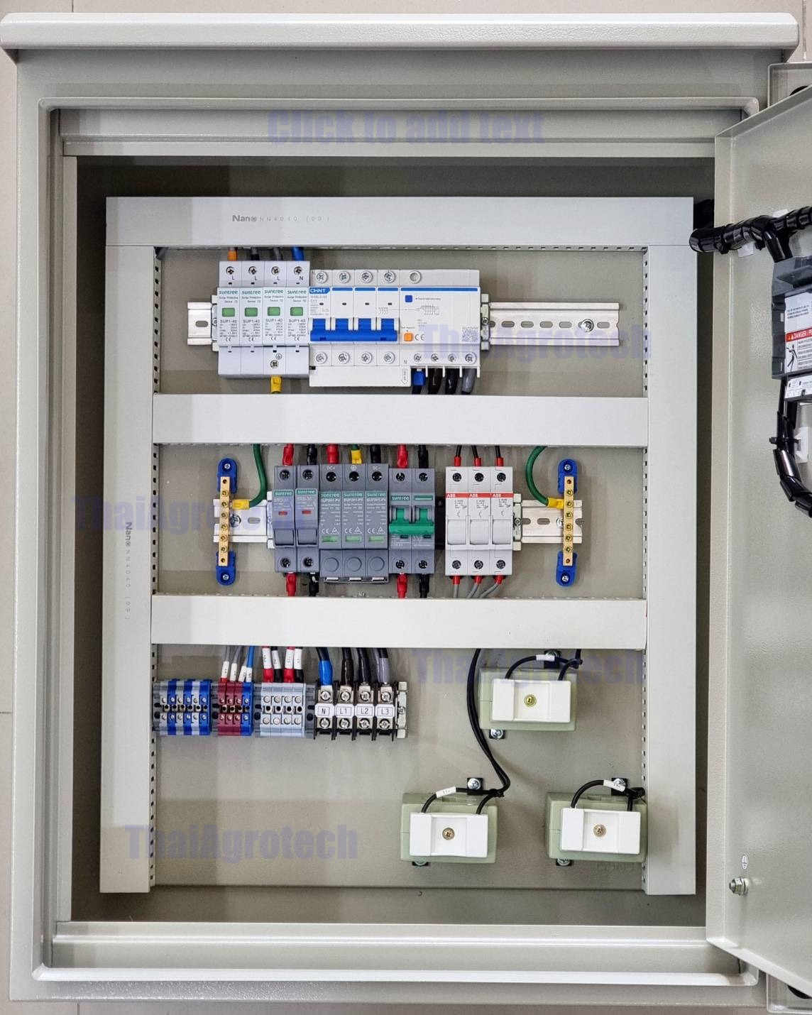 ตู้คอมบายเนอร์ โซล่าเซลล์ มิเตอร์วัดพลังงาน AC-DC Combiner box แบบ 1 String Energymeter DC 1000Vdc, 3Phase