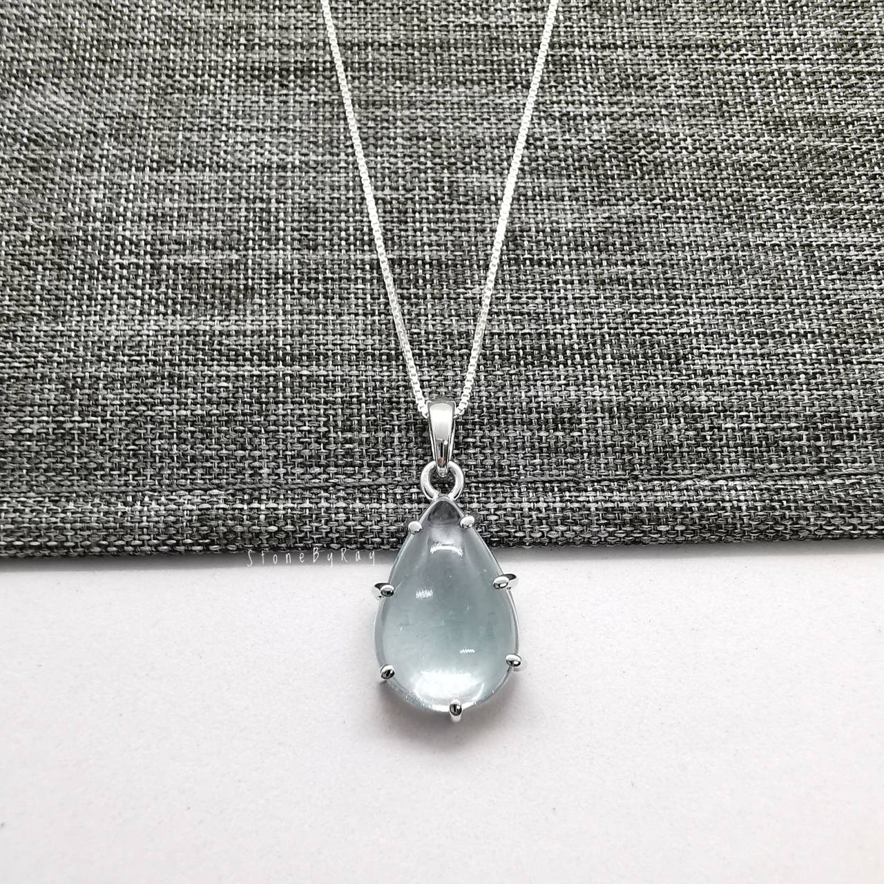 สร้อยคอเงินจี้หินอความารีน Aquamarine
