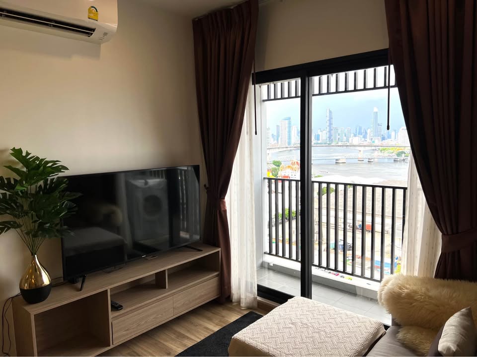 ให้เช่าห้องแบบ 2ห้องนอน 2ห้องน้ำ วิวโค้งแม่น้ำเจ้าพระยา โซนพื้นที่ ถนนเจริญนคร BTS กรุงธน คอนโด Niche Mono Charoen Nakorn (นิช โมโน เจริญนคร) High Rise ขนาดห้อง 60 ตรม. ชั้น 16