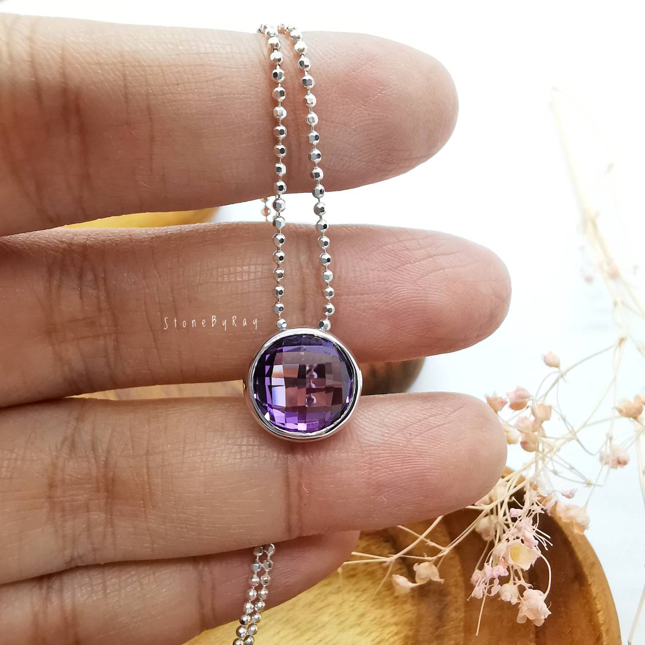 สร้อยคอเงินจี้พลอยอเมทิสต์(Amethyst)
