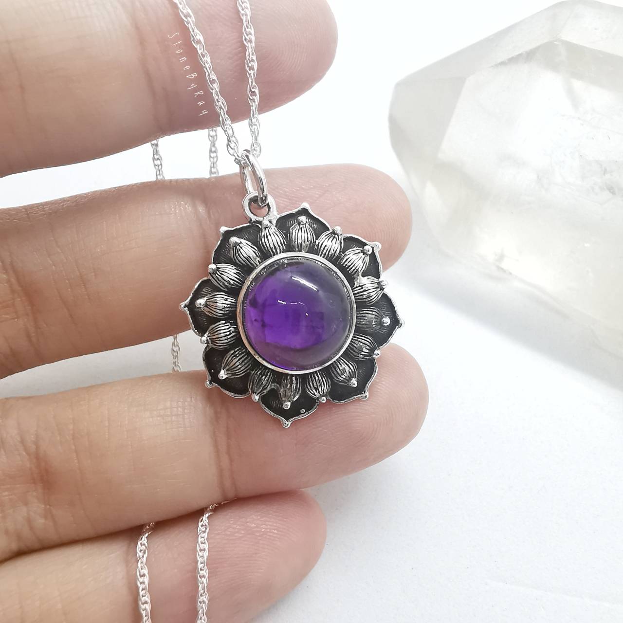 สร้อยคอเงินจี้หินอเมทิสต์ Amethyst