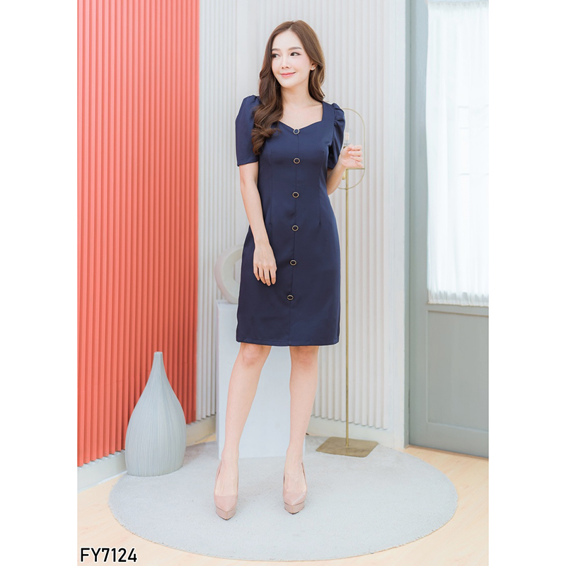 kudapy เดรสสั้นสีกรม/ม่วง แขนกระบอกสวยดูเรียบร้อยใส่สบายตัวมากๆ