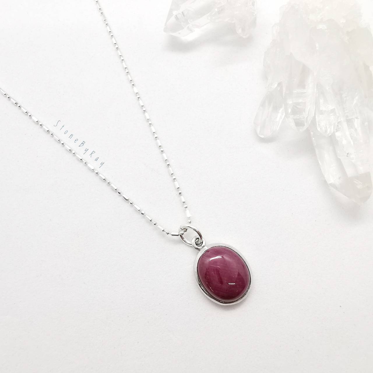 สร้อยคอเงินจี้พลอยทับทิม Ruby