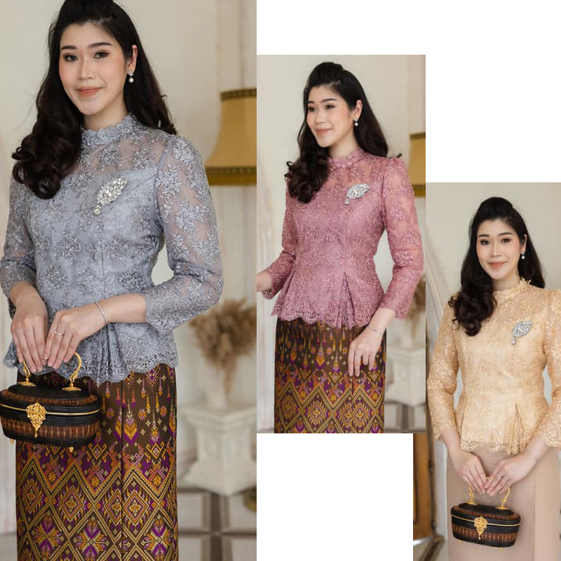 kudapy เสื้อลูกไม้สีกะปิ | ทอง | เทา ใยบวบเกรดพรีเมี่ยมงาน3มิติดอกลอยทรงแขนเจ้าหญิงจีบหน้า ของจริงสวยมากลูกไม้แน่นมาก (เฉพาะเสื้อ)