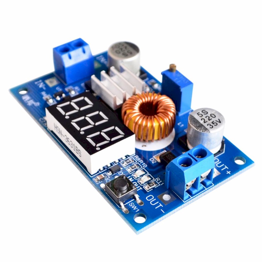 XL4015 Step down 5A 4-38VDC to 1.25-35V with Voltmeter โมดูลเรกูเลต step down 5A พร้อมโวลต์มิเตอร์ 1ปุ่ม