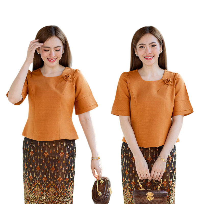 kudapy เสื้อออกงานสีขาว/สีม่วง/สีส้ม/สีฟ้า งานผ้าไหมฝรั่งเศสสีพื้น อัดกาวให้ทั้งตัว ทรงสวยตามแบบ การตัดเย็บเนียบ ทรงสวย ใส่สวยทุกรูปร่าง