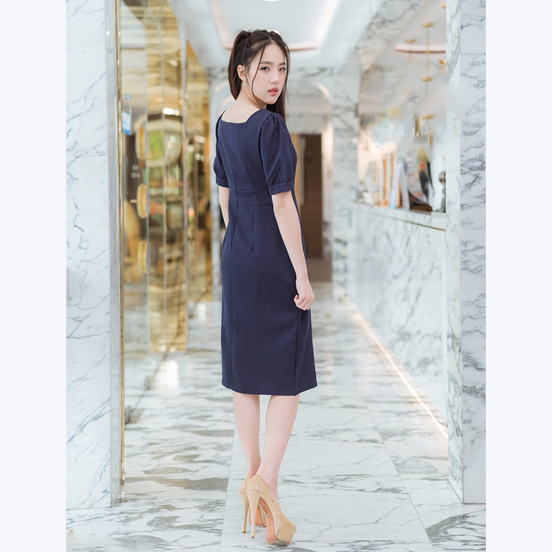 kudapy เดรสสั้นสีกรม,ชมพู ใส่ทำงานแต่งกระดุมสวยดูดี