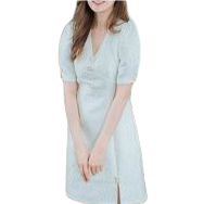 kudapy เดรสสั้นแขนพองสีเหลือง สีขาว สีชมพู เดรสสั้นคอวีแต่งกระดุมหน้า ช่วงล่างผ่าหน้าแต่งกระดุม 2 เม็ด ทรงเข้ารูป