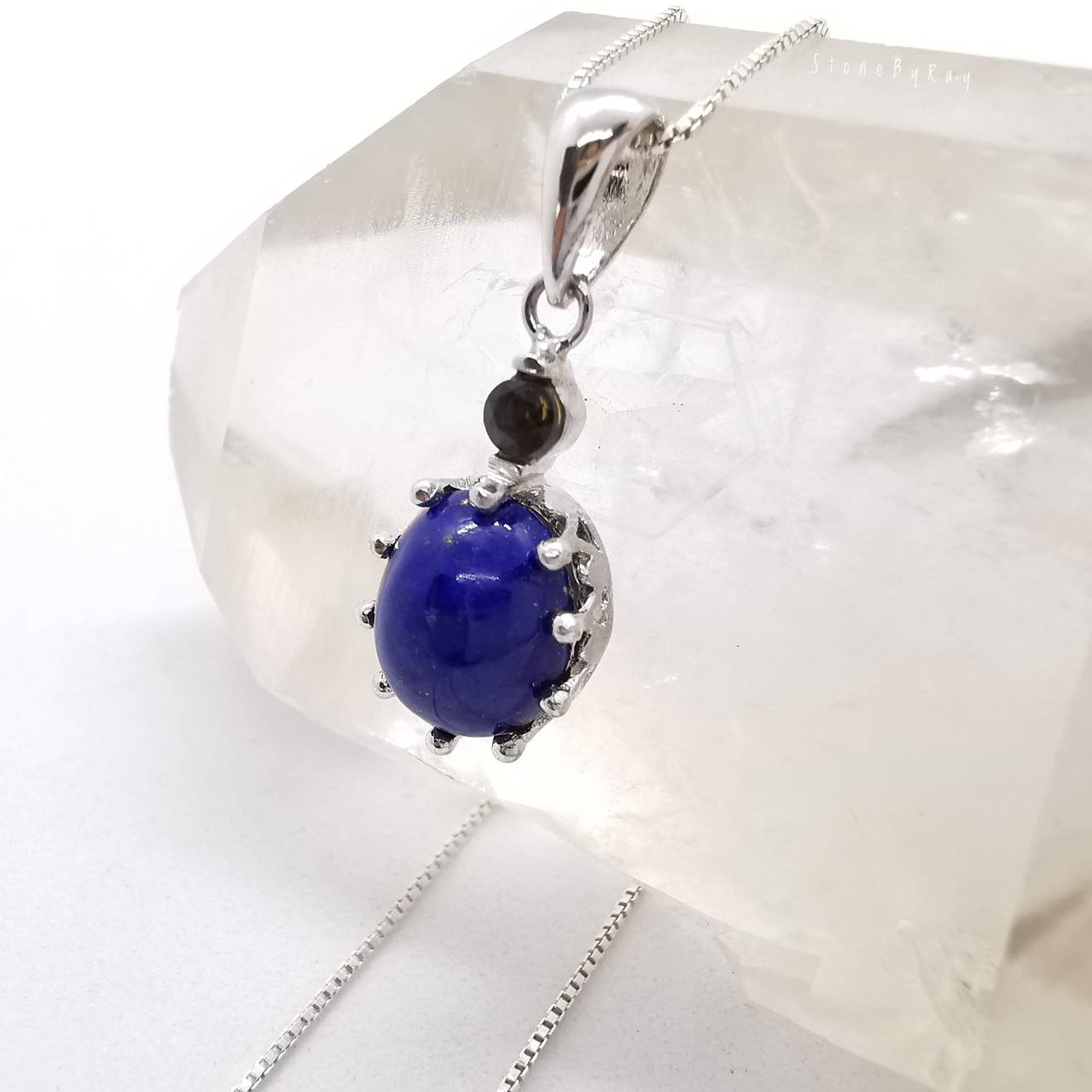 สร้อยคอเงินจี้หินลาพิสลาซูลีกับสะเก็ดดาว Lapis Lazuli
