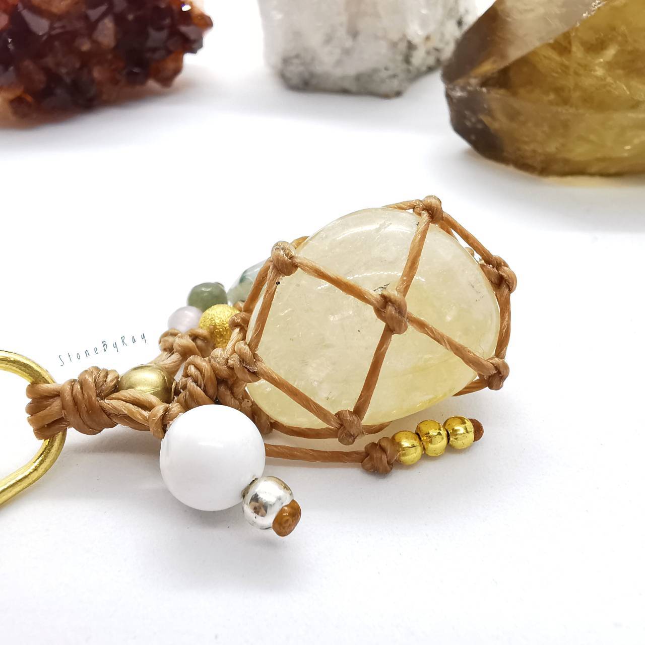 พวงกุญแจเชือกถักหินซิทริน Citrine